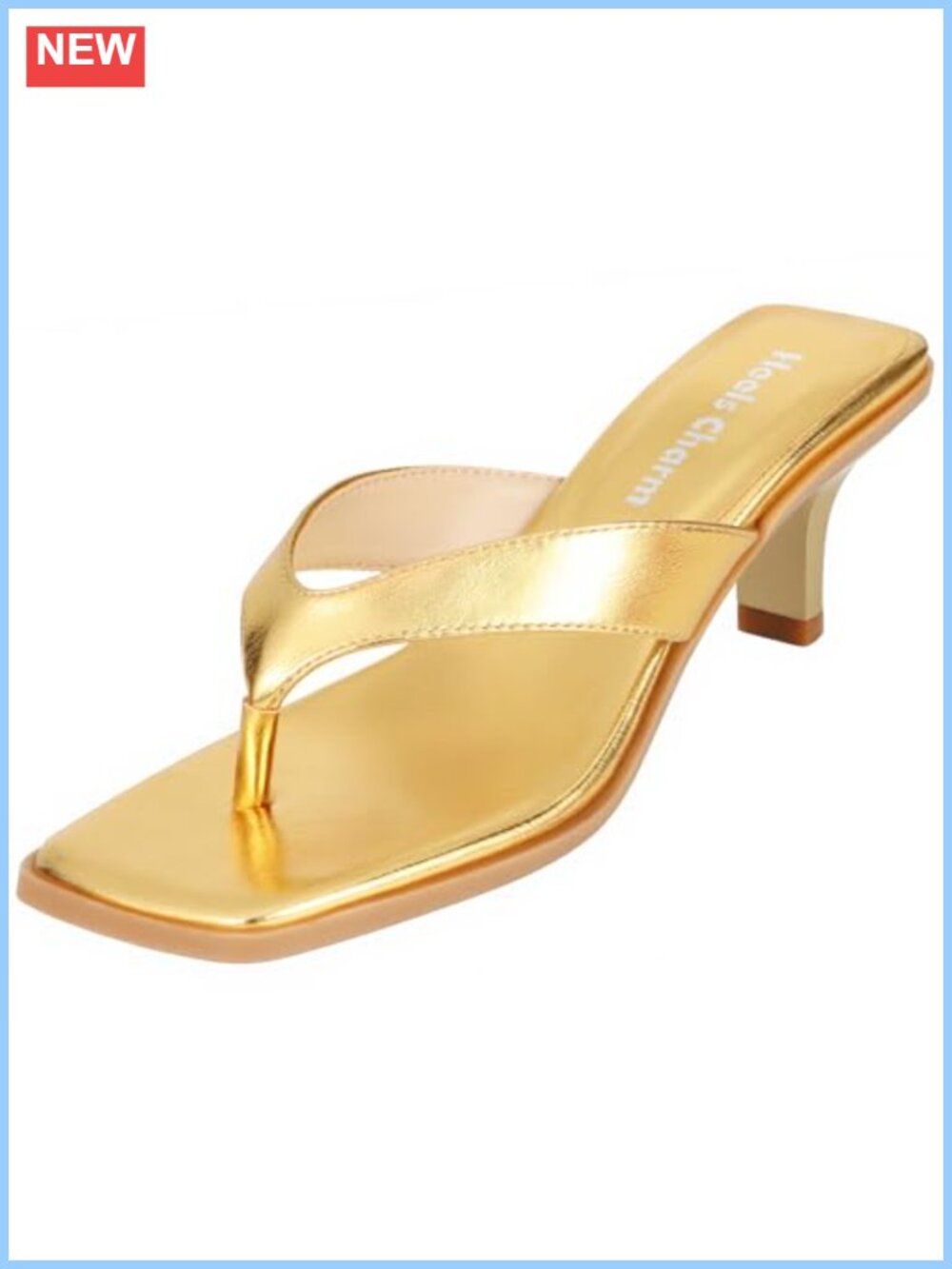 Kitten Heel Square Open Toe Slip On Flip Flop Heeled Sandals